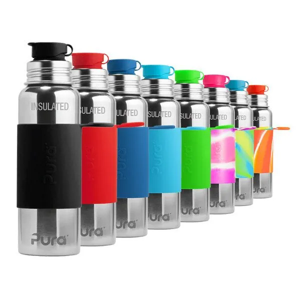 Pura Pura Sportflasche isoliert 600ml mit Sleeve, Schwarz, – Produktbild 2 von 4