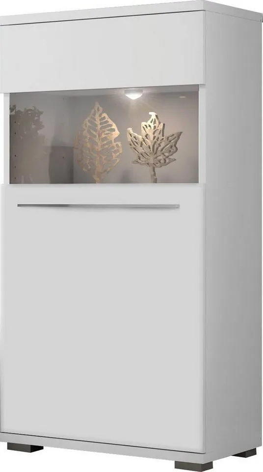 OTTO home Highboard Piano Vitrine (H/B/T): 123/60/40,2cm), UV lackiert, Soft-Close Funktion, Weiß, – Produktbild 3 von 5