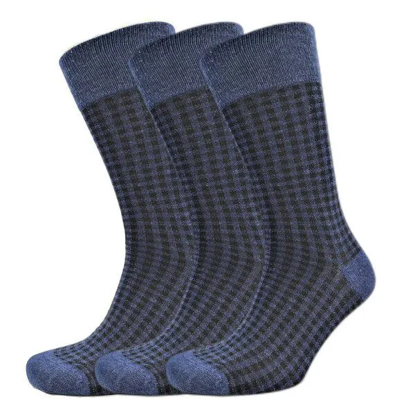 BLS Organic BLS Organic 3er Pack GOTS zertifiziert 98 % Bio-Baumwolle Quadrat Design Socken, Blau, – Produktbild 1 von 1