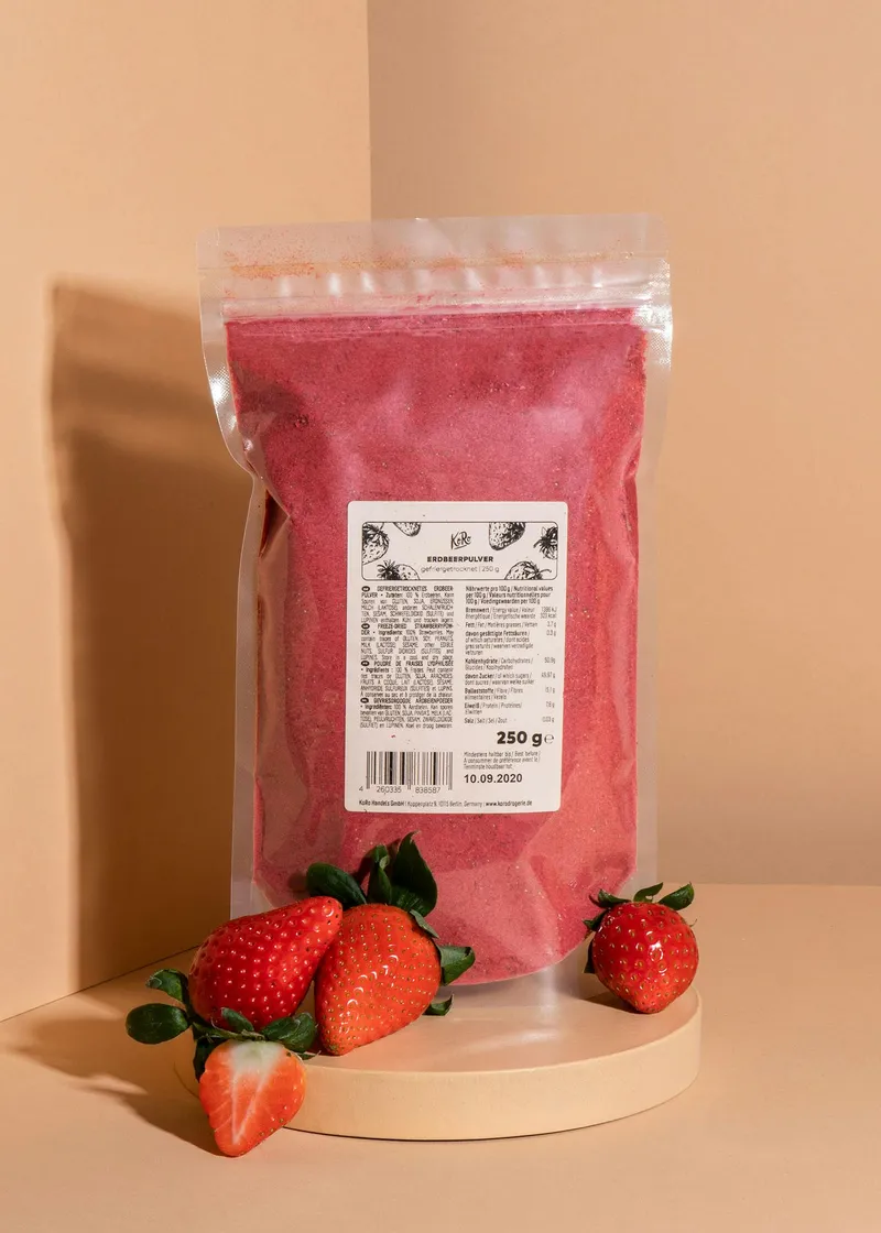 KoRo Gefriergetrocknetes Erdbeerpulver 250 g – Produktbild 1 von 5
