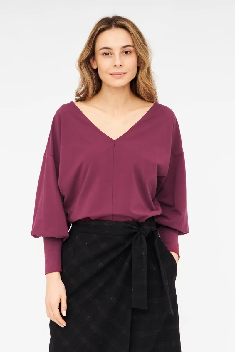 WiDDA WiDDA Damen vegan Langarmshirt Ava Beerenrot, Dunkelrot, – Produktbild 2 von 2