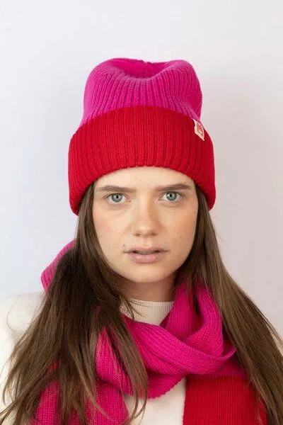 Strickmütze aus Merinowolle, abstehend Unisex Kiwistories, Rot, – Produktbild 4 von 4