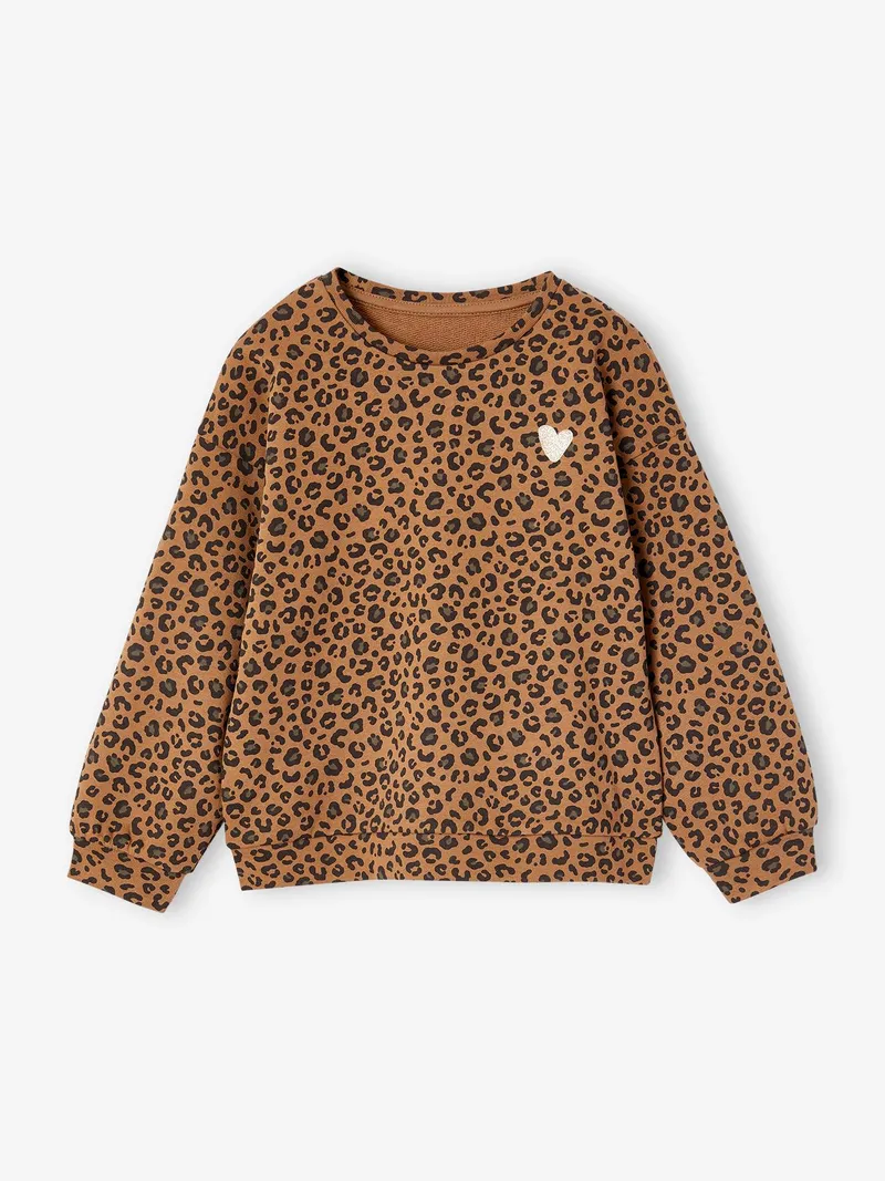 Envie De Fraise Mädchen-Sweatshirt mit Herz-Aufdruck aus der Mutter-Tochter-Kollektion LEOPARD ENVIE DE FRAISE, Beige, – Produktbild 4 von 4