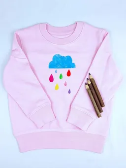 MelaDi Meladi Kinder Sweater aus Biobaumwolle - Regenwolke auf Pink – Produktbild 1 von 1