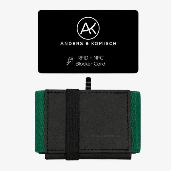 ANDERS & KOMISCH ANDERS & KOMISCH MINI DELUXE Slim Wallet mit RFID Schutz und Münzfach, Schwarz/grün, – Produktbild 1 von 4