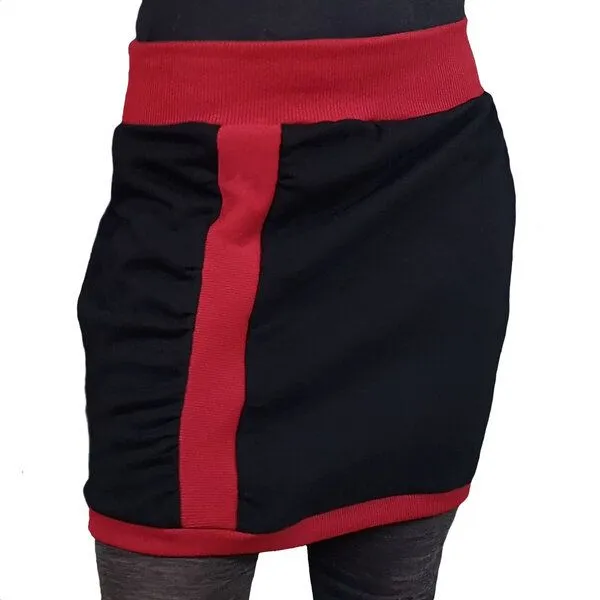 liebewicht Bio Sweatrock Ballonrock liebewicht in 3 Längen nach Wahl, Schwarz/rot, – Produktbild 1 von 4