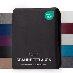 Carpe Sonno Spannbettlaken Frottee Winter Laken 90x200 100x200 140x200 160x200 180x200 200x200, Frottee, Gummizug: rundum, (1 Stück), Warmes Winter Spannbettlaken 100x200 Spannbetttuch Schwarz – Produktbild 1 von 1