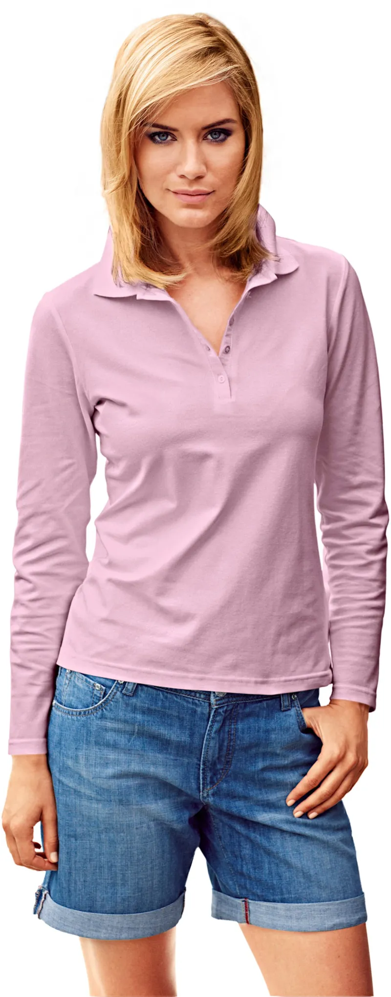 heine Langarm-Poloshirt rosé, Rosé, – Produktbild 2 von 3
