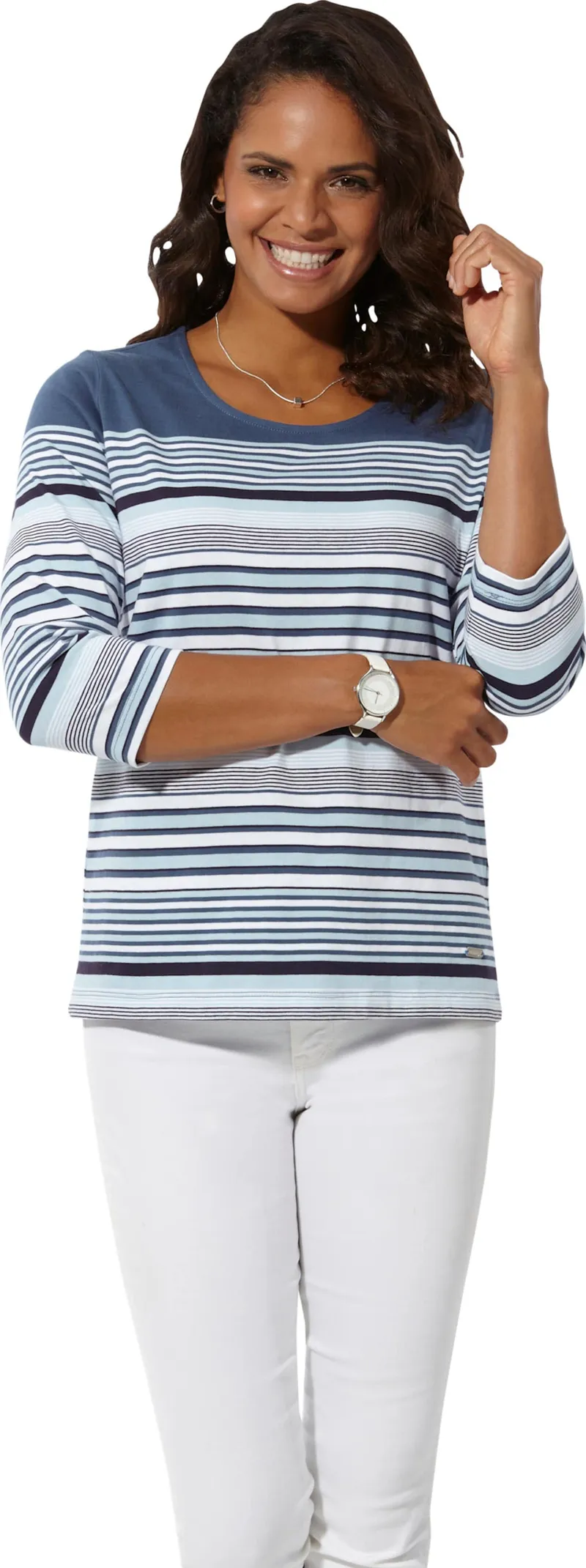Witt Ringelshirt jeansblau-ecru-geringelt, Jeansblau-ecru-geringelt, – Produktbild 2 von 2