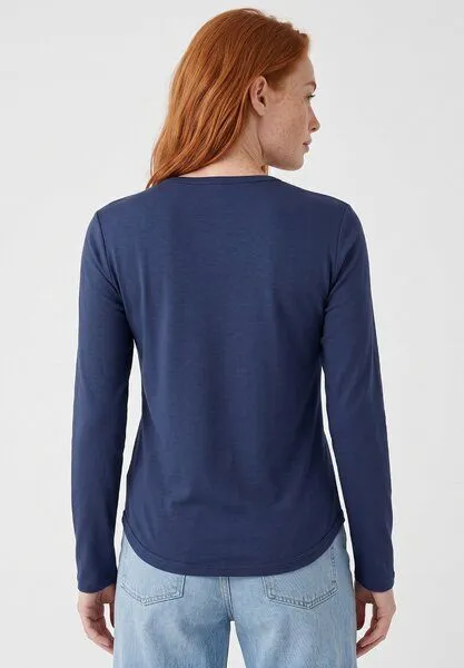 ORGANICATION ORGANICATION Slim-Fit-Longsleeve aus Bio-Baumwolle, Soft navy, – Produktbild 4 von 4