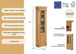 OTTO home Vitrine Teresa (Maße (B/T/H): ca. 55/32/193 cm) mit 1 Glastür, Höhe 193 cm, aus massiver Kiefer, FSC® – Produktbild 1 von 1