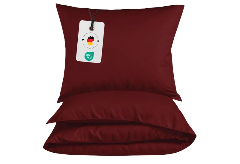 Carpe Sonno Bettwäsche Leichte Renforce Bettwäsche 135x200 155x220 Baumwolle Einfarbig Uni, Renforcé, 2 teilig, Uni Bettbezug 135x200 Bordeaux - Extra Leicht & Oeko-Tex, Rot, – Produktbild 1 von 4
