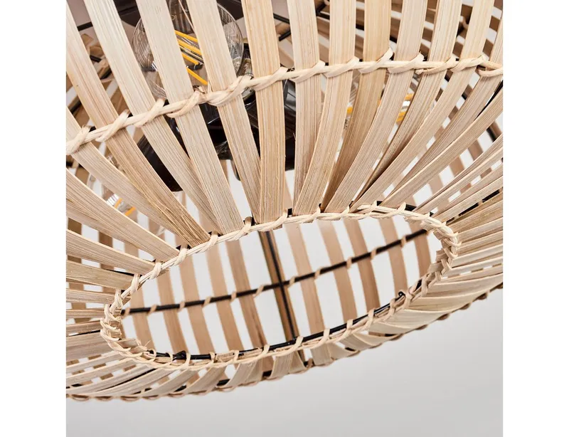hofstein Deckenleuchte moderne Deckenlampe aus Metall/Bambus in Schwarz/Natur, ohne Leuchtmittel, Deckenleuchte mit Lichteffekt, Ø 51 cm, 3 x E27, ohne Leuchtmittel, Beige|schwarz, – Produktbild 3 von 5