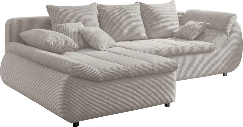 Home affaire Ecksofa Imola, bequem, aktuelle Steppung im Sitz, L-Form, Breite 270cm, wahlweise mit Bettfunktion, Silberfarben, – Produktbild 4 von 5