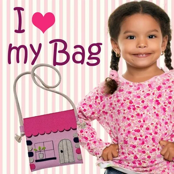 Frida Frida Kindertasche Haus rosa Wollfilz – Produktbild 3 von 3