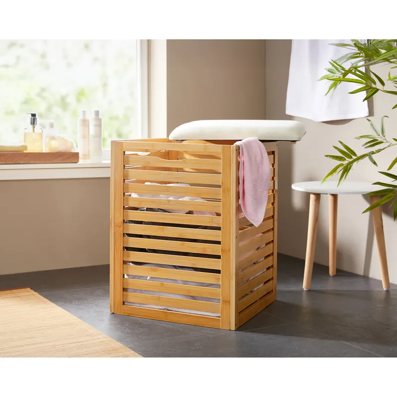 genialo genialo Bambus-Aufbewahrungshocker, Braun, – Produktbild 3 von 4