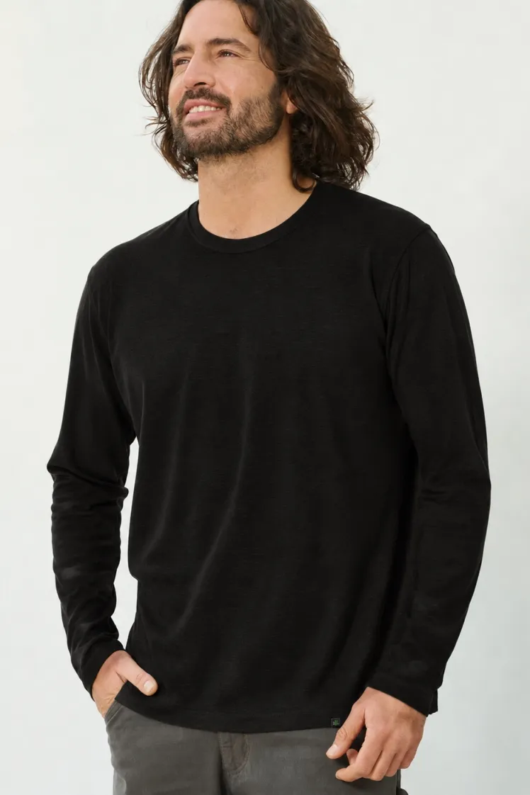 HempAge Hempage Herren vegan Langarmshirt Basic Schwarz, Schwarz, – Produktbild 2 von 2