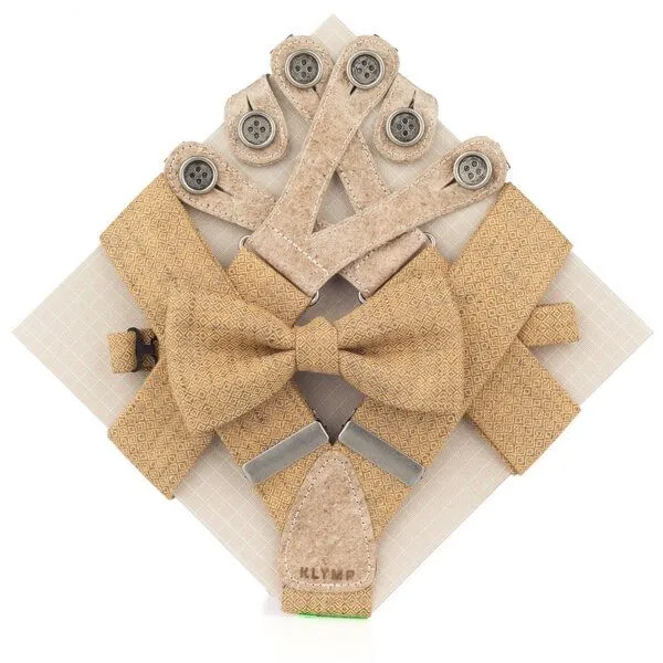 klYmp klYmp Hosenträger + Fliege Leinen Vegan, Sand, – Produktbild 1 von 4