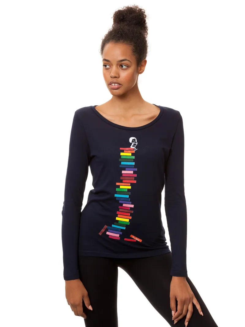 FellHerz Books Girl Longsleeve navy - XS – Produktbild 1 von 1