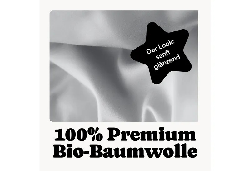 Seralino Kissenbezüge Mako Satin Kissenbezug (100% Bio Baumwolle) weich, hautfreundlich, (2 Stück), Fairtrade/ GOTS zertifizierte uni Kissenhülle mit Reißverschluss, Grau, – Produktbild 3 von 5