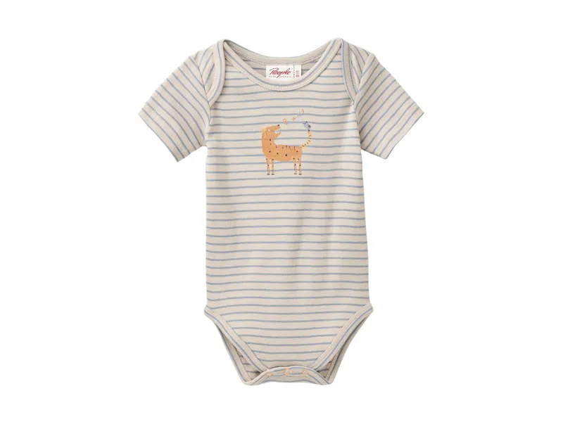 People Wear Organic People Wear Organic Kurzarm-Body blaugrau geringelt Gr. 86/92, Mehrfarbig, – Produktbild 1 von 1