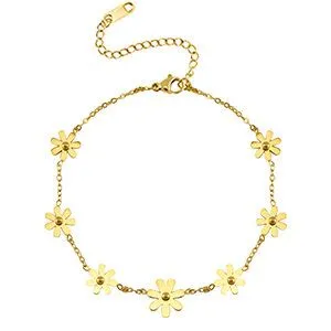 ELEKTROPULLI Feines Flower Armband in ca. 23 cm x 1 cm (inkl. 6cm Verlängerungskette) von Elektropulli, Gold, – Produktbild 1 von 1