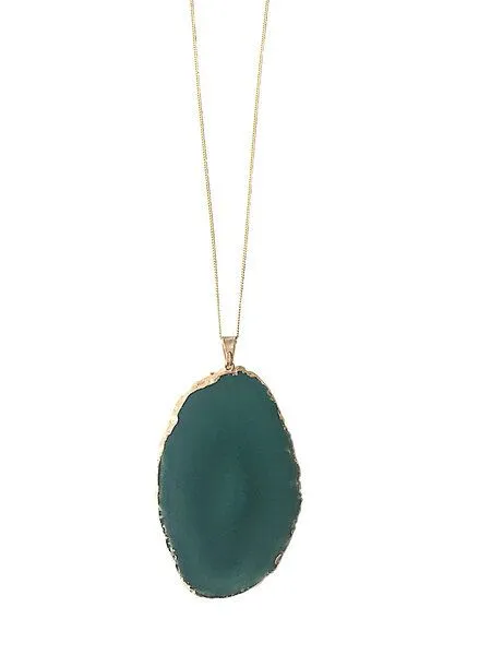 Crystal and Sage Crystal and Sage Achat Halskette mit grüner Achatscheibe vergoldet – Produktbild 1 von 2