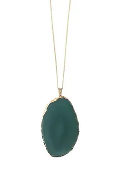 Crystal and Sage Crystal and Sage Achat Halskette mit grüner Achatscheibe vergoldet – Produktbild 1 von 1