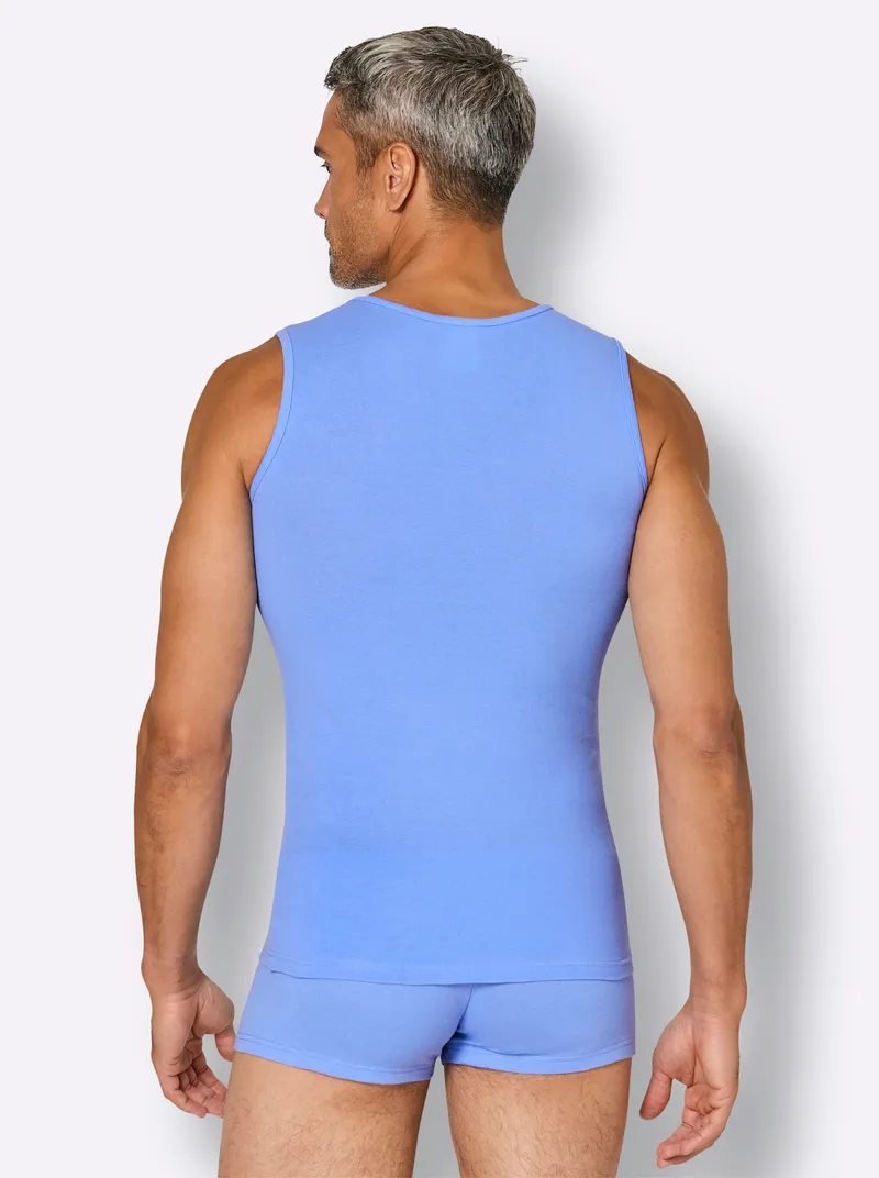wäschepur men Unterhemd, Marine + himmelblau, – Produktbild 2 von 3