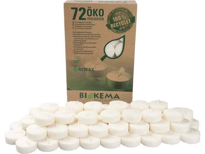 BIOKEMA BIOKEMA Teelichter aus Biomasse, ohne Hülle 72 Stk. – Produktbild 2 von 3
