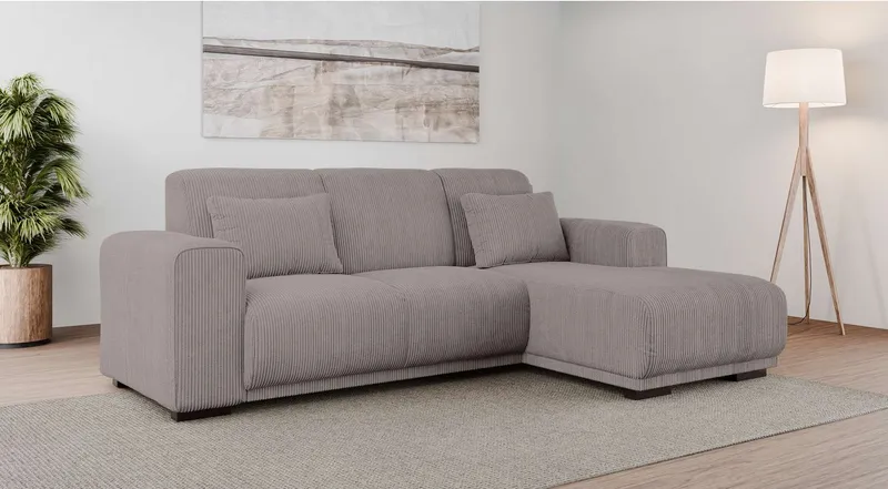 OTTO home Ecksofa BORNHOLM L-Form, B: 234 cm - OTTO. Verlässliche Qualität., Recamiere links oder rechts bestellbar, Wellenfederung, inkl. 2 Kissen, Braun, – Produktbild 6 von 8