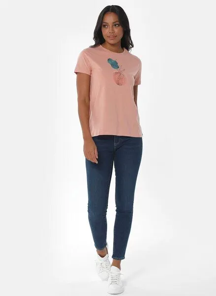 ORGANICATION ORGANICATION T-Shirt aus Bio-Baumwolle mit Print, Pink(salmon pink), – Produktbild 2 von 4