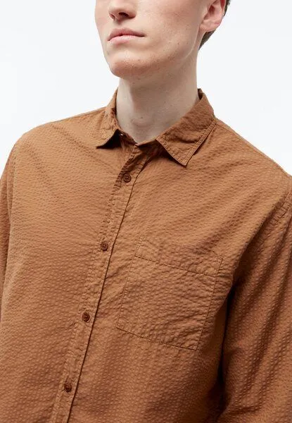 Givn Berlin Givn Berlin Hemd GBYUVAL aus Bio-Baumwoll Seersucker, Pecan brown (structure), – Produktbild 3 von 4
