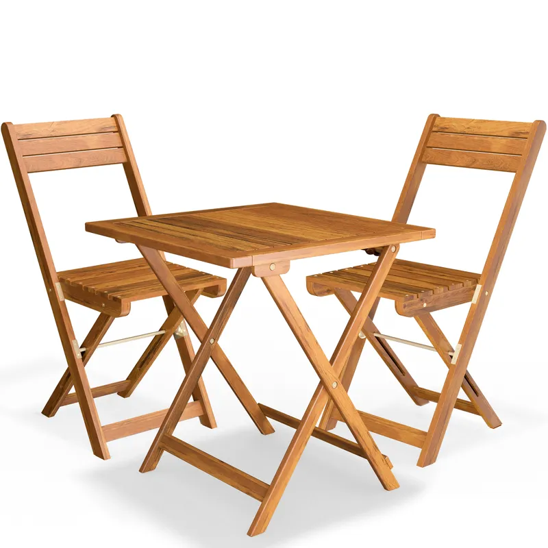 Casaria® Garten-Sitzgruppe 3-tlg Akazienholz klappbar, Braun, – Produktbild 1 von 2
