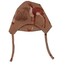 Walkiddy Babymütze GOTS Bio-Baumwolle braun mit Tiermotiv, Ohrenklappen & Bindebändern – Walkiddy, weich, dehnbar & hautfreundlich – Produktbild 1 von 1