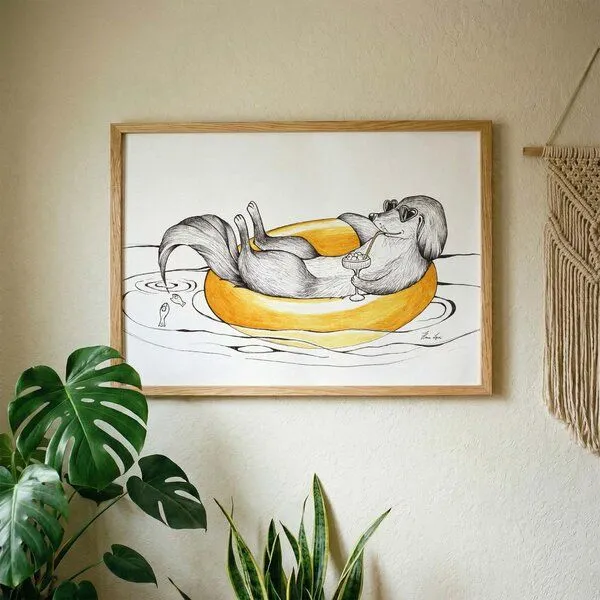 LIGARTI Kunstdruck »Urlaubshund« von LIGARTI | A4, A3 oder A2 | Wandbild | Poster | Kunst – Produktbild 2 von 3