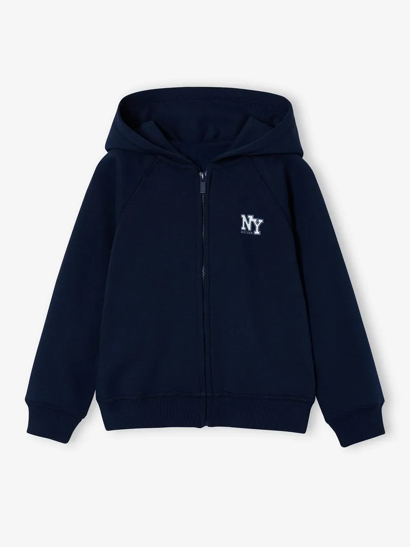 Vertbaudet Kapuzensweatjacke mit NY-Print Kinder BASIC, Marine, – Produktbild 1 von 2