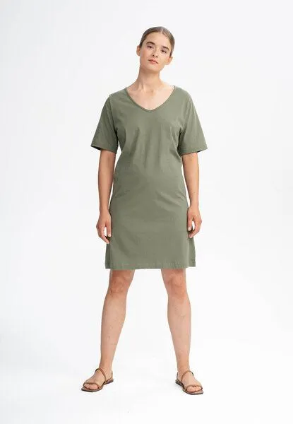 MELA V-Neck Kleid JANITRA | von MELA | Fairtrade & GOTS zertifiziert, Thymian, – Produktbild 1 von 4