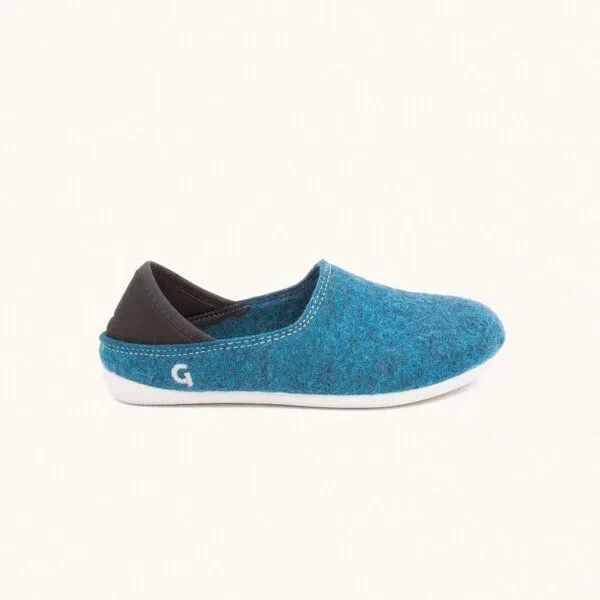 Gottstein Gottstein Kinder-Hausschuh Wool Slip-on Kids aus 100% Schurwolle mit rutschfester Gummisohle, Graublau, – Produktbild 3 von 5