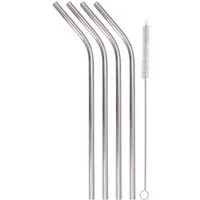 Dora's Dora's Dora’s Edelstahl-Trinkhalme (4er Set) – Gebogene Form – Inklusive Reinigungsbürste – Rostfrei & Plastikfrei – Produktbild 1 von 1