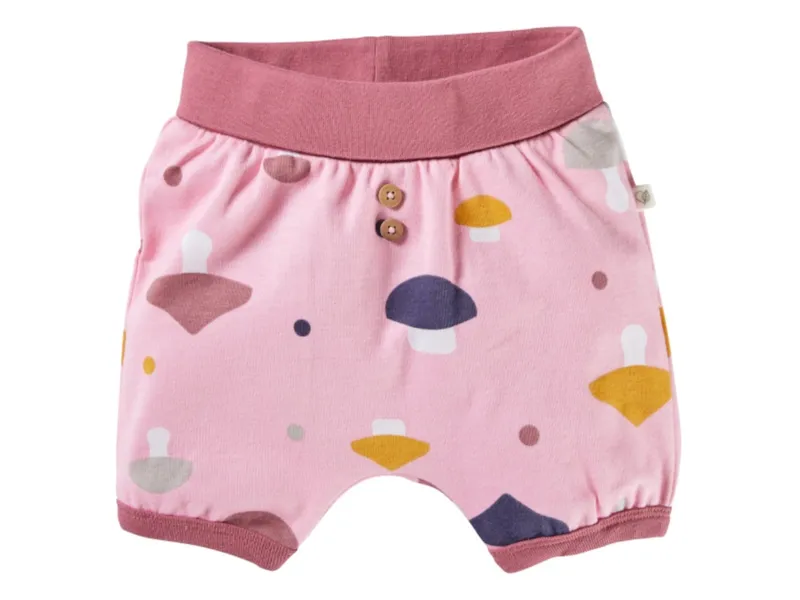 HANS NATUR Pumphose Baby kurz Bio-Baumwolle Pilzparty rosa Gr.50/56, Rosa, – Produktbild 1 von 2