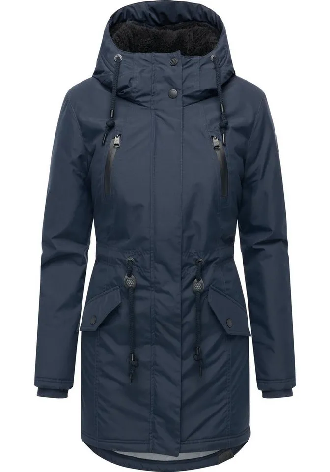 ragwear ragwear Wintermantel Elsien wasserdichter Winterparka mit Teddyfell-Futter, Blau, – Produktbild 2 von 3