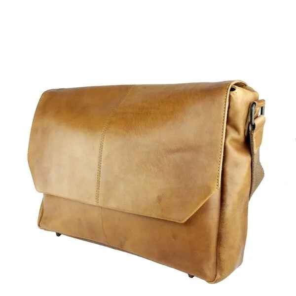 manbefair manbefair Messenger Laptoptasche Loki Leder, Cognac, – Produktbild 1 von 4