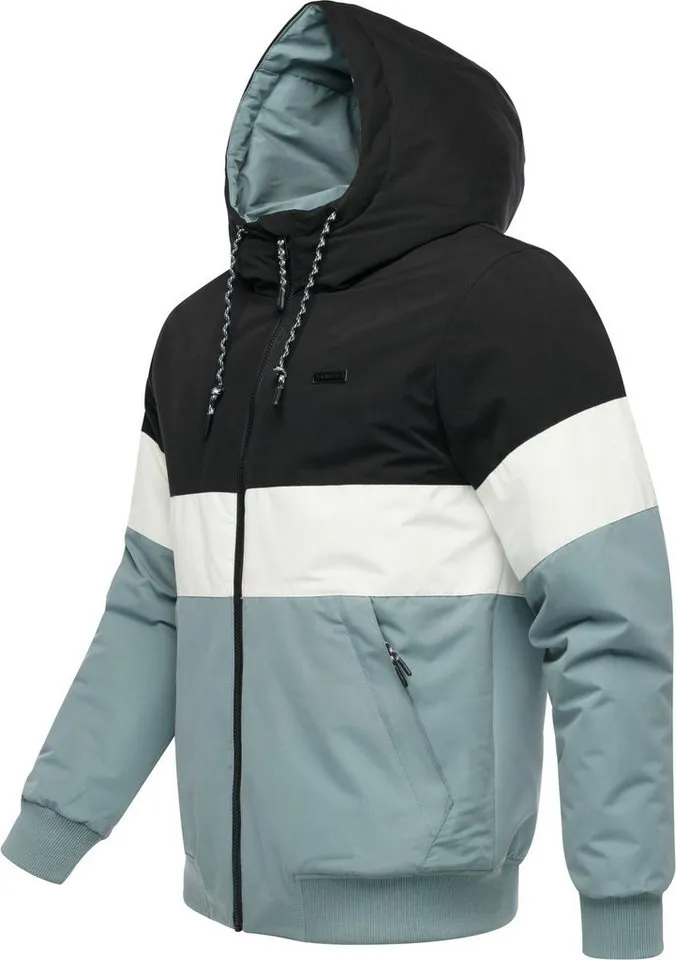 ragwear ragwear Winterjacke Jinig Warm YOUMODO Gefütterte Herren Colourblocking Bomberjacke mit Kapuze, Blau, – Produktbild 3 von 4