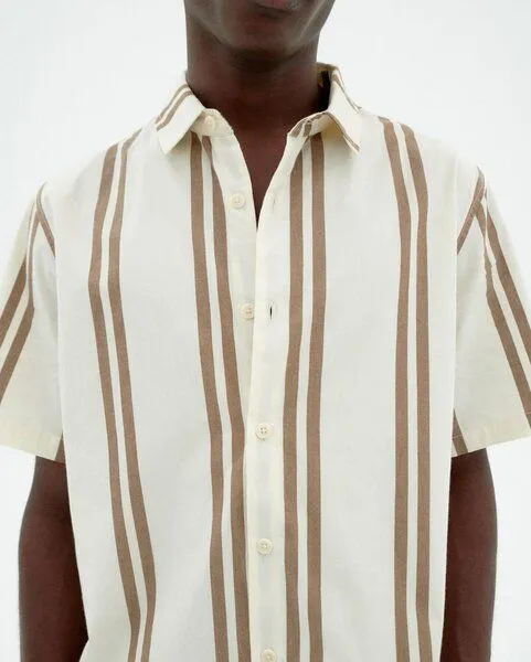 thinking mu thinking mu Hemd - Tom Shirt - aus Bio-Baumwolle, Otter stripes (braun), – Produktbild 3 von 3