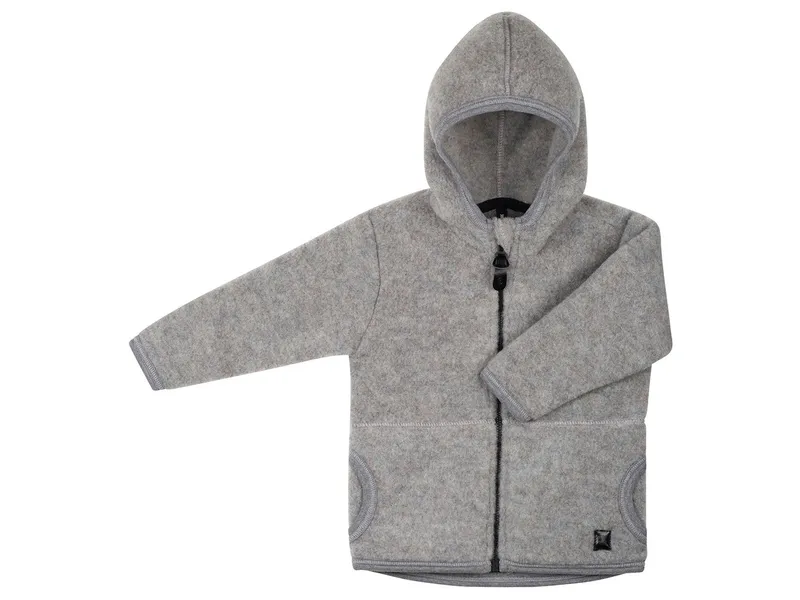 Pure pure by Bauer PURE PURE by Bauer Baby und Kinder Jacke mit Kapuze Bio-Merinowolle Fleece moonrock Gr.110/116, Grau, – Produktbild 1 von 1
