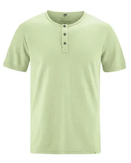 HempAge Hempage Herren vegan Einfarbiges Henley T-Shirt In Matcha Grün – Produktbild 1 von 1