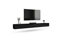 Planetmöbel TV-Schrank West TV-Board, Fernsehtisch 320 cm lang, TV-Lowboard (für Fernseher bis 75 Zoll, TV Schrank viel Stauraum, 2-St., sideboard hängend, Fernsehschrank 2x 160 x 30 x 37,5 cm) schwarz – Produktbild 1 von 1