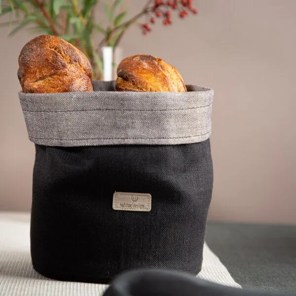 nahtur-design nahtur-design Brotkorb, Obstkorb oder Utensilo aus Bioleinen, Dunkelblau, – Produktbild 4 von 4