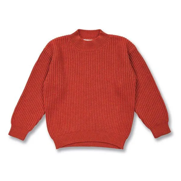 Sense Organics Sense Organics Kinder Strickpullover, Modell MARLEY, Terrakotta-rot melange, – Produktbild 1 von 3